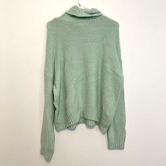 BP NORDSTROM Cozy Cable Knit Turtleneck Sweater Mint Green Chunky Knit Winter L - Picture 11 of 13